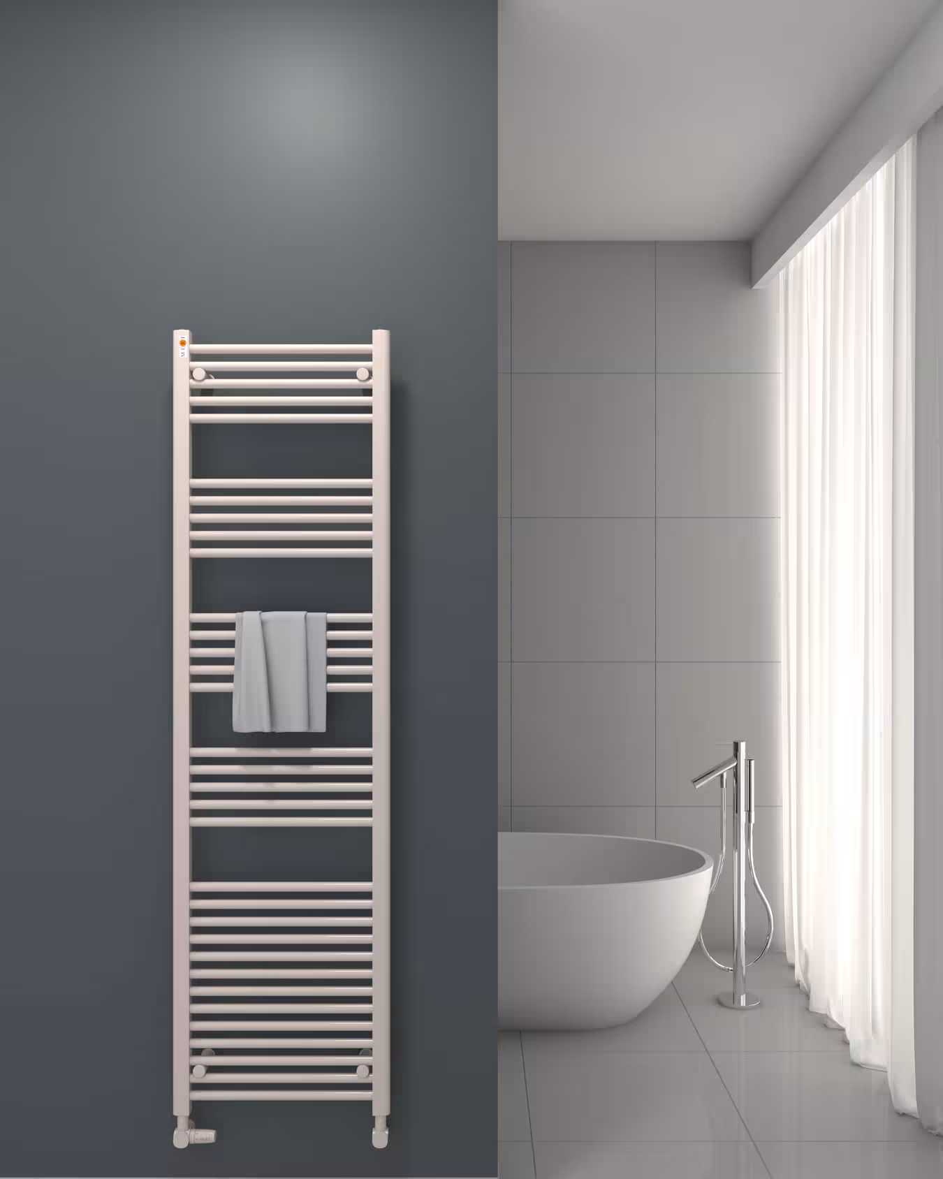 MERT vervangende badkamerradiator wit recht, standaard rechts/links aansluiting (GEEN middenaansluiting), vervangende radiator, art.nr. 1-50x180-S