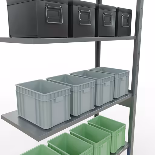 Figuur nr. 13 van het artikel aanbouwrekken, legbordstellingen, insteeksysteem MULTIplus85, 2500 x 1000 x 400 mm, 6 legborden, verzinkt uit de productgroep insteeksysteem van het merk Schulte Lagertechnik.