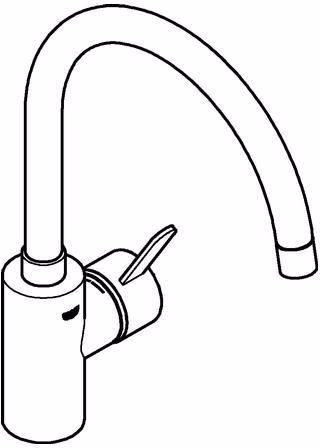 Technische Zeichnung 4077838 GROHE ééngreeps wastafelmengkraan Eurosmart C 32843 hoge uitloop chroom