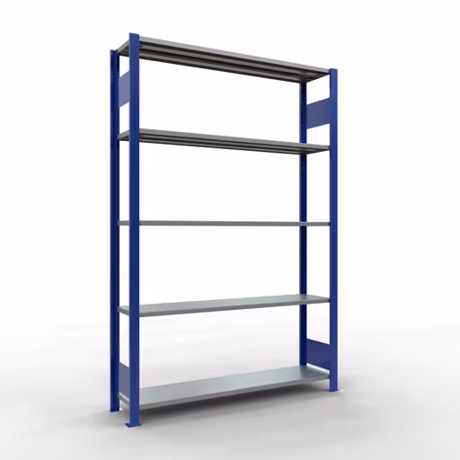 Basisplank, legbord, insteeksysteem MULTIplus150, 2000 x 1300 x 300 mm, 5 legborden, RAL 5010 gentiaanblauw/gegalvaniseerd van het merk Schulte Lagertechnik uit het assortiment insteeksysteem