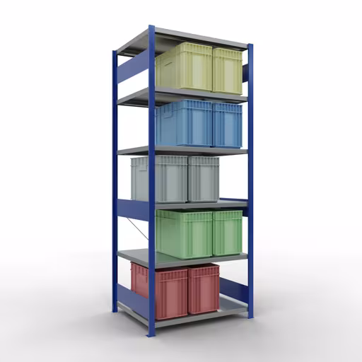 Figuur nr. 9 van het artikel basisplank, legbord, insteeksysteem MULTIplus330, 2500 x 1000 x 800 mm (HxBxD), 6 legborden, kruisschoor, RAL 5010 gentiaanblauw/verzinkt uit de plug-in systeem productgroep van het merk Schulte Lagertechnik.