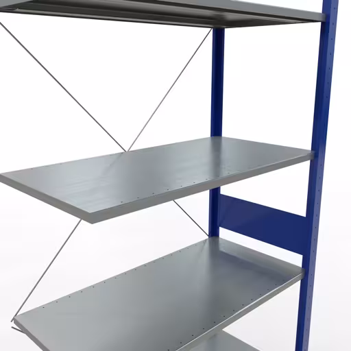 Andere weergave van het artikel Aanbouwrekken, legbordstellingen, insteeksysteem MULTIplus150, 3000 x 1000 x 500 mm (HxBxD), 7 legborden, kruisschoor, RAL 5010/verzinkt Andere weergave van het artikel Aanbouwplank, legbord-insteeksysteem MULTIplus150, 3000 x 1000 x 500 mm, 7 legborden, RAL 5010/verzinkt uit de categorie insteeksysteem