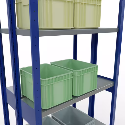 Productafbeelding nr. 7 van het artikel basisplank, dubbele plank, rekkensysteem MULTIplus250, 3000 x 1000 x (2x300) mm, 2x7 planken, RAL 5010 gentiaanblauw uit het rekkenprogramma van het merk Schulte Lagertechnik