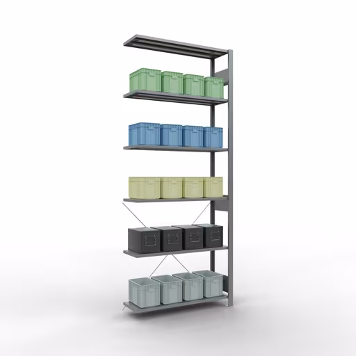 Figuur nr. 13 van het artikel aanbouwrekken, legbordstellingen, insteeksysteem MULTIplus150, 2500 x 1000 x 300 mm, 6 legborden, verzinkt uit de productgroep insteeksysteem van het merk Schulte Lagertechnik.