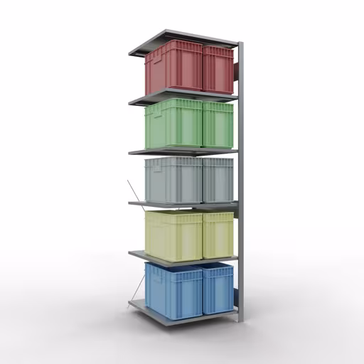 Andere weergave van het artikel Aanbouwplank, legplank, insteeksysteem MULTIplus150, 2500 x 750 x 800 mm, 6 legborden, verzinkt uit de categorie aanbouwplanken