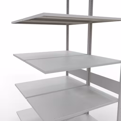 Aanbouwrekken, dubbele rekken, rekkensysteem MULTIplus150, 3000 x 1000 x (2x600) mm (HxBxD), 2x7 planken, lengtestangen, RAL 7035 lichtgrijs uit de categorie dubbele rekken met de GTIN 4058255012602 Aanbouwrekken, dubbele rekken, rekkensysteem MULTIplus150, 3000 x 1000 x (2x600) mm, 2x7 planken, RAL 7035 lichtgrijs van het merk Schulte Lagertechnik uit het rekkenprogramma