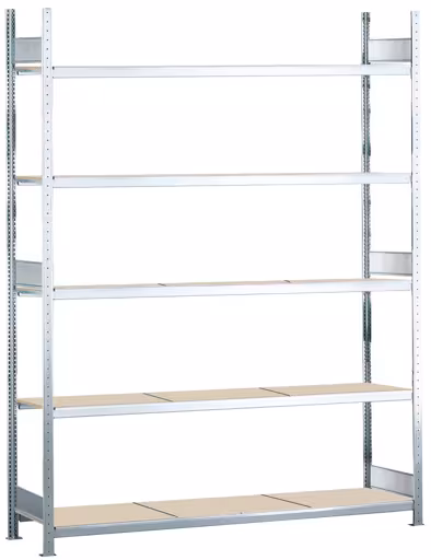 Basisplank, breedvakplank WS 2000 met spaanplaat, 3000 x 2500 x 500 mm (HxBxD), verzinkt, 5 niveaus, vakbelasting 400 kg, vakbelasting 2.000 kg van Schulte Lagertechnik Basisplank, breedvakplank WS 2000 met spaanplaat, 3000 x 2500 x 500 mm (HxBxD), verzinkt, 5 niveaus, vakbelasting 400 kg, vakbelasting 2.000 kg, WS2000, art.nr. 15782