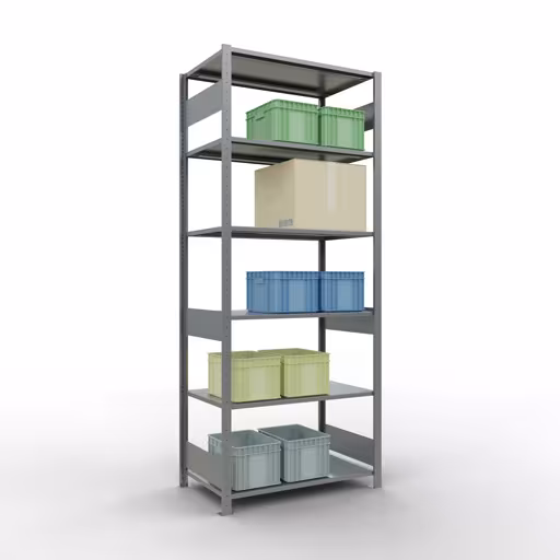 Basisplank, legplank, insteeksysteem MULTIplus150, 2500 x 1000 x 600 mm (HxBxD), 6 legborden, lengtestangen, verzinkt uit de categorie basisplanken met de GTIN 4004514280923 Basisplank, legbord, insteeksysteem MULTIplus150, 2500 x 1000 x 600 mm, 6 legborden, lengtestangen, verzinkt van Schulte Lagertechnik uit het assortiment insteeksysteem