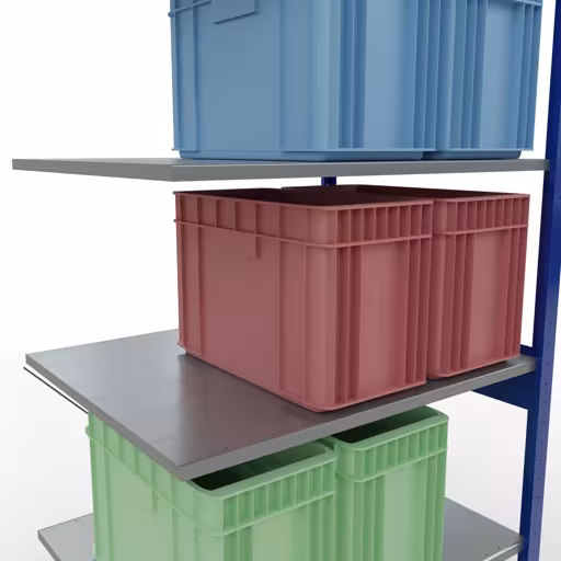 Andere weergave van het artikel Aanbouwrekken, legborden, insteeksysteem MULTIplus150, 2500 x 1000 x 800 mm (HxBxD), 6 legborden, kruisschoor, RAL 5010/verzinkt Andere weergave van het artikel Aanbouwplank, legbord-insteeksysteem MULTIplus150, 2500 x 1000 x 800 mm, 6 legborden, RAL 5010/verzinkt uit de categorie insteeksysteem