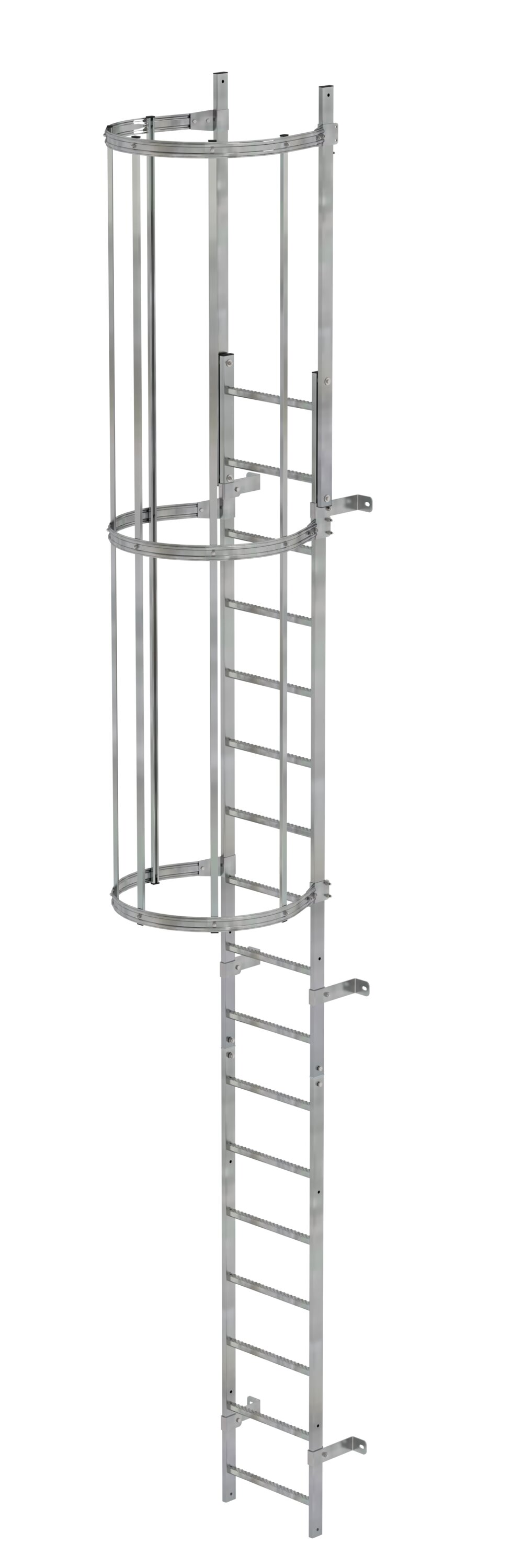 Munk ladder met één sectie en rugbescherming, gegalvaniseerd staal, 5,96 m, van Günzburger Steigtechnik Munk ladder met één sectie en achterbescherming, gegalvaniseerd staal, uit de categorie ladders, artikelnummer 520100
