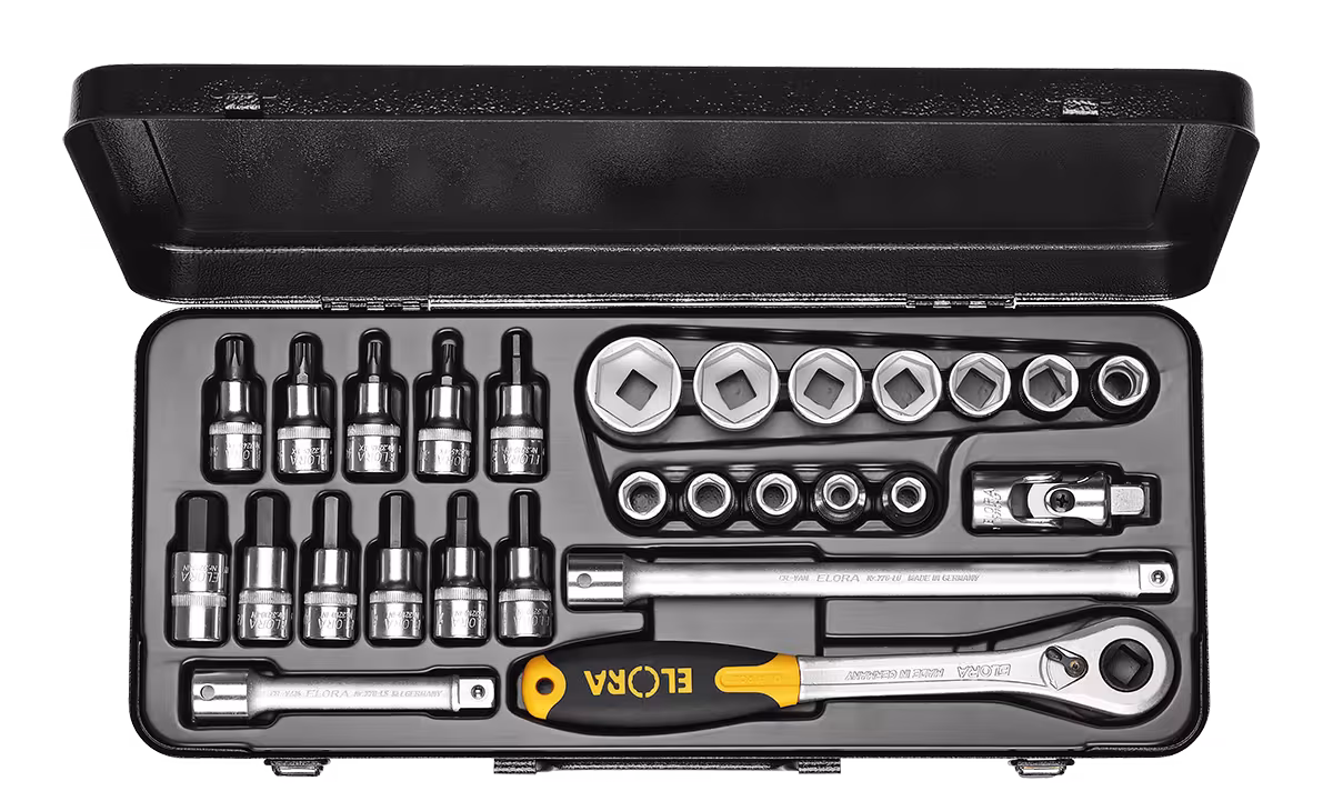Dopsleutelset 1/2", 6-kant+in+TORX, 30-delig 10-50 mm, ELORA-771-LMIT... uit de categorie dopsleutels 1/2" met artikelnr. 0771510702900