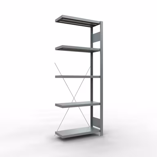 Aanbouwrekken, rekken, insteeksysteem MULTIplus250, 2000 x 750 x 300 mm (HxBxD), 5 legborden, kruisschoor, verzinkt van Schulte Lagertechnik Aanbouwrekken, legborden, insteeksysteem MULTIplus250, 2000 x 750 x 300 mm (HxBxD), 5 legborden, kruisschoor, verzinkt, aanbouwplank, art.nr. 12935-75