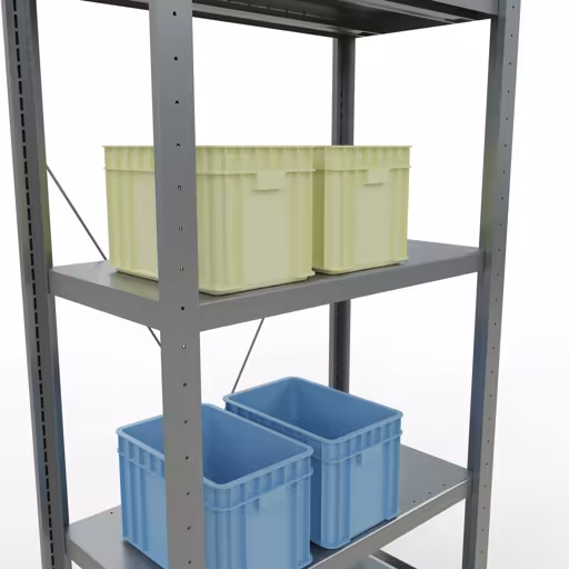 Productafbeelding nr. 14 van het artikel basisplank, legbord, insteeksysteem MULTIplus250, 2000 x 750 x 400 mm, 5 legborden, kruisschoor, verzinkt uit het assortiment insteeksysteem van het merk Schulte Lagertechnik
