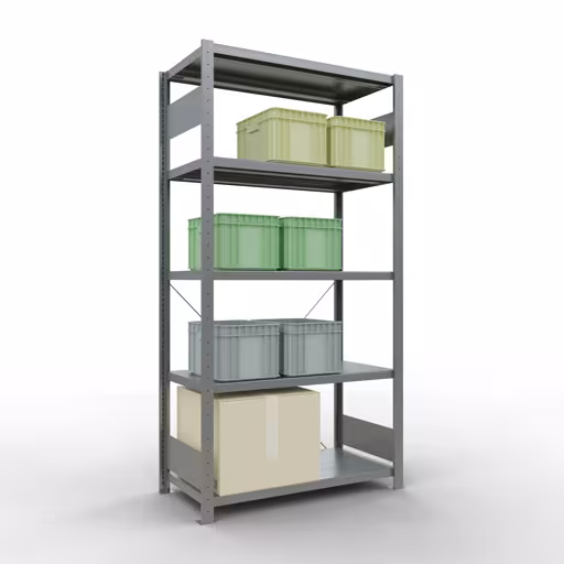 Basisplank, legbord, insteeksysteem MULTIplus250, 2000 x 1000 x 500 mm, 5 legborden, kruisschoor, verzinkt van Schulte Lagertechnik met het artikelnr. 12950