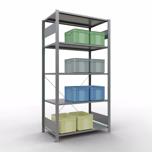 Basisplank, legbord, insteeksysteem MULTIplus150, 2000 x 1000 x 600 mm, 5 legborden, verzinkt - Expressline van Schulte Lagertechnik uit de categorie insteeksysteem