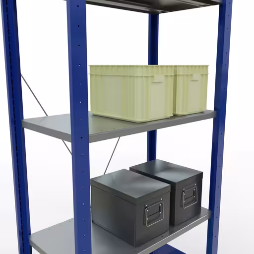 Extra afbeelding van het artikel Basisplank, legbord, insteeksysteem MULTIplus150, 2000 x 750 x 400 mm (HxBxD), 5 legborden, kruisschoor, RAL 5010 gentiaanblauw/verzinkt/verzinkt Extra afbeelding van het artikel Basisplank, legplank, insteeksysteem MULTIplus150, 2000 x 750 x 400 mm, 5 legborden, kruisschoor, RAL 5010 gentiaanblauw/verzinkt/verzinkt vanaf basisplank