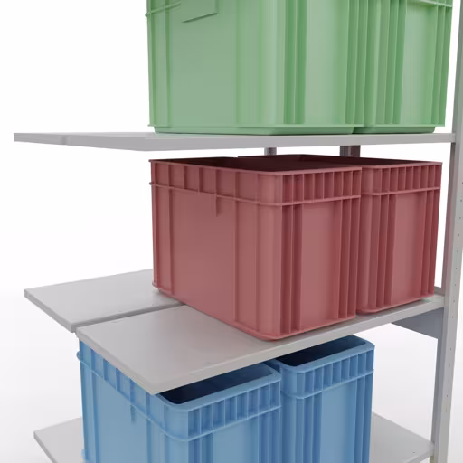 Andere weergave van het artikel Aanbouwplank, dubbele plank, rekkensysteem MULTIplus150, 2500 x 1000 x (2x400) mm, 2x6 planken, RAL 7035 lichtgrijs uit de categorie rekken