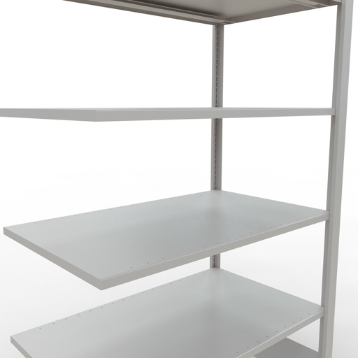 Andere weergave van het artikel Aanbouwrekken, kantoorrekken, insteeksysteem MULTIplus150, 2000 x 1000 x 600 mm, 6 legborden, lengtestangen, zonder middenaanslag, lichtgrijs uit de categorie kantoorrekken