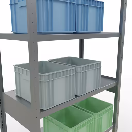 Productafbeelding nr. 13 van het artikel basisplank, legbord, insteeksysteem MULTIplus250, 2500 x 1000 x 500 mm (HxBxD), 6 legborden, lengtestangen, verzinkt Figuur nr. 13 van het artikel basisrek, legbord, insteeksysteem MULTIplus250, 2500 x 1000 x 500 mm, 6 legborden, lengtestangen, verzinkt uit de insteeksysteem productgroep van Schulte Lagertechnik.