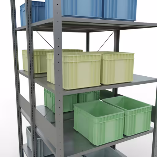 Figuur nr. 13 van het artikel basisplank, dubbel legbord, legplank-insteeksysteem MULTIplus150, 3000 x 1000 x (2x1200) mm, 2x7 legborden, kruisschoor, verzinkt uit de productgroep legborden van Schulte Lagertechnik.