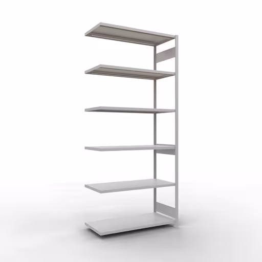 Aanbouwrekken, rekken, insteeksysteem MULTIplus250, 3000 x 1300 x 600 mm (HxBxD), 7 planken, lengtestangen, RAL 7035 lichtgrijs van Schulte Lagertechnik Aanbouwrekken, rekken, insteeksysteem MULTIplus250, 3000 x 1300 x 600 mm (HxBxD), 7 legborden, lengtebalk, RAL 7035 lichtgrijs, aanbouwplank, art.nr. 32867-130-LR