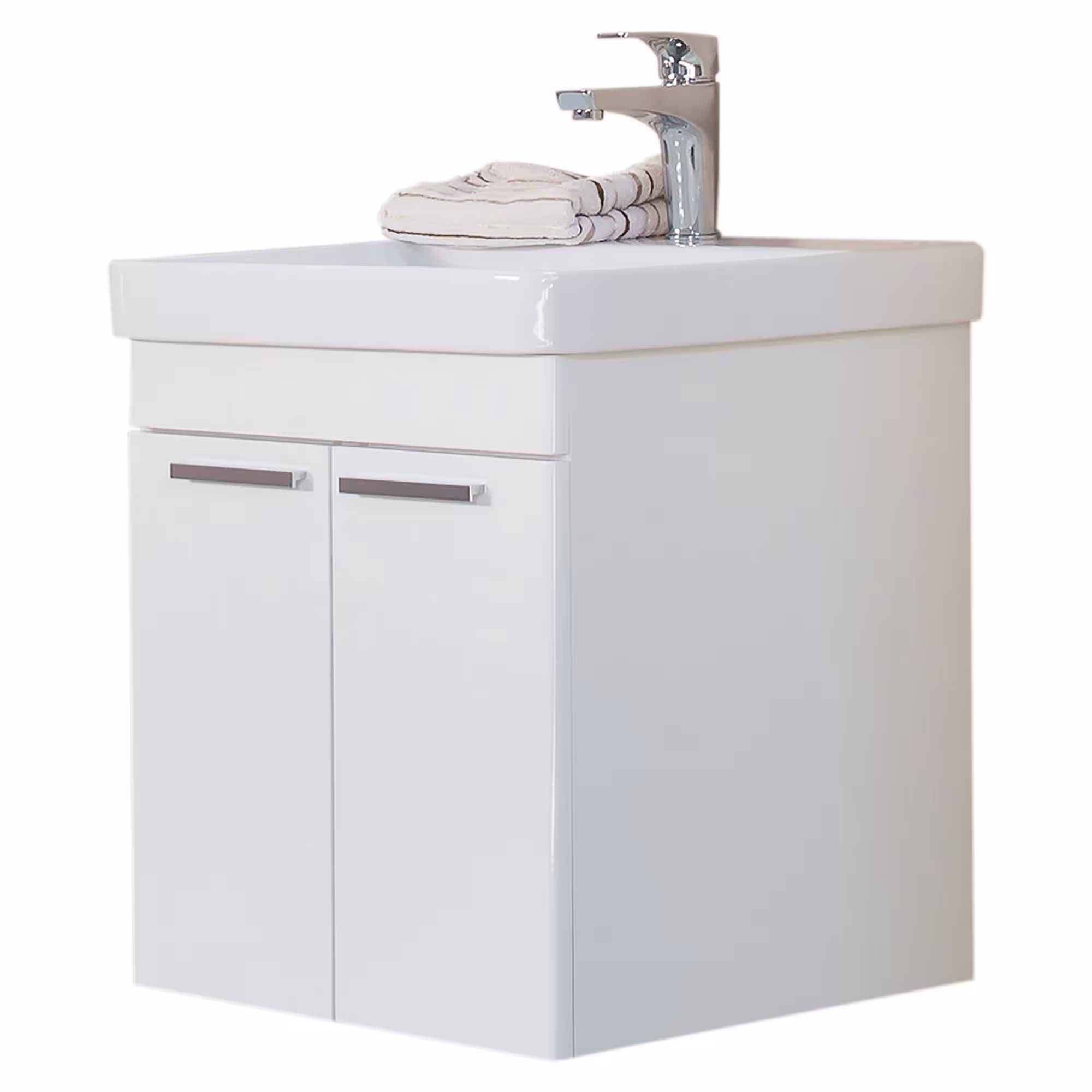 Meubelwastafel "LUXURY" 60cm draaideurkast van het merk sanicomfort uit het assortiment badkamermeubels en handdoekenrek