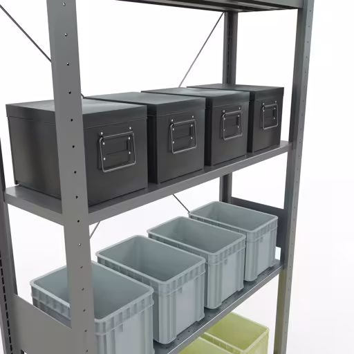 Basisplank, legbord, insteeksysteem MULTIplus150, 3000 x 1000 x 300 mm, 7 legborden, verzinkt van het merk Schulte Lagertechnik uit het assortiment insteeksysteem