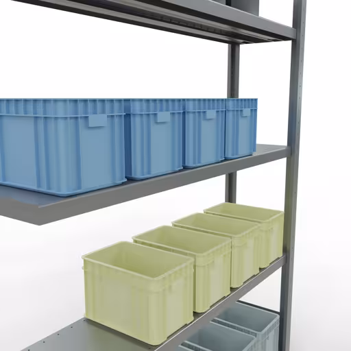 Extra afbeelding van het artikel Aanbouwplank, legplank, insteeksysteem MULTIplus250, 2000 x 1300 x 300 mm, 5 legborden, verzinkt vanaf opzetplank