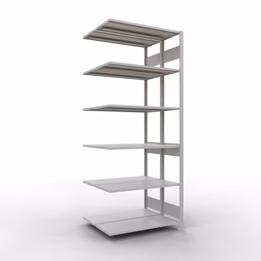 Aanbouwrekken, dubbele rekken, rekkensysteem MULTIplus150, 2500 x 1000 x (2x400) mm (HxBxD), 2x6 planken, lengtestangen, RAL 7035 lichtgrijs van Schulte Lagertechnik Aanbouwrekken, dubbele rekken, stellingsysteem MULTIplus150, 2500 x 1000 x (2x400) mm (HxBxD), 2x6 planken, lengtestangen, RAL 7035 lichtgrijs, dubbele planken, art.nr. 33146