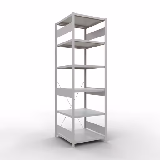 Basisplank, legbord, insteeksysteem MULTIplus250, 2500 x 750 x 800 mm, 6 planken, kruisschoor, RAL 7035 lichtgrijs van Schulte Lagertechnik uit het assortiment insteeksysteem