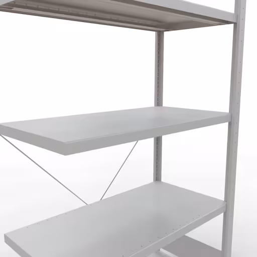Aanbouwrek, stelling, insteeksysteem MULTIplus330, 2000 x 1000 x 500 mm, 5 legborden, kruisschoor, RAL 7035 lichtgrijs van Schulte Lagertechnik uit het assortiment insteeksysteem