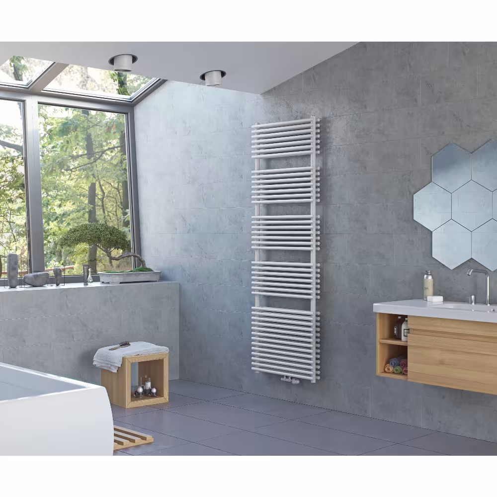 Ximax handdoekradiator Tec Duplex middenaansluiting wit RAL 9003 1838x600 mm van Ximax Ximax badkamerradiator Tec Duplex middenaansluiting wit RAL 9003, badkamerradiator, artikelnr. 10133