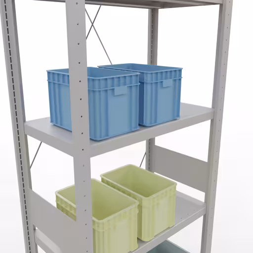 Productafbeelding nr. 14 van het artikel basisplank, legbord, insteeksysteem MULTIplus250, 3000 x 750 x 400 mm (HxBxD), 7 legborden, kruisschoor, RAL 7035 lichtgrijs Figuur nr. 14 van het artikel basisplank, legbord, insteeksysteem MULTIplus250, 3000 x 750 x 400 mm, 7 legborden, kruisschoor, RAL 7035 lichtgrijs uit de productgroep insteeksysteem van Schulte Lagertechnik.