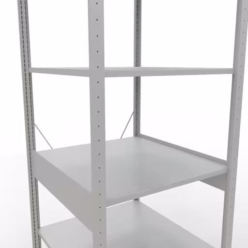 Basisplank, legbord, insteeksysteem MULTIplus150, 2500 x 750 x 800 mm (HxBxD), 6 legborden, kruisschoor, RAL 7035 lichtgrijs met artikelnr. 32681-75 Basisplank, legbord, insteeksysteem MULTIplus150, 2500 x 750 x 800 mm, 6 planken, RAL 7035 lichtgrijs van Schulte Lagertechnik uit de categorie insteeksysteem