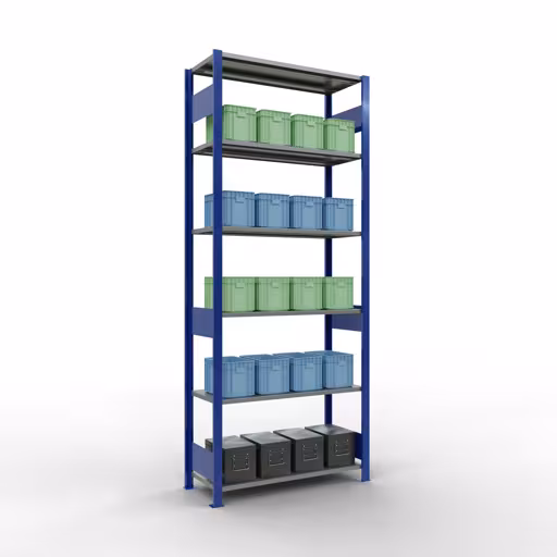 Andere weergave van het artikel basisplank, legplank, insteeksysteem MULTIplus150, 2500 x 1000 x 400 mm, 6 legborden, RAL 5010 gentiaanblauw/verzinkt uit de categorie basisplanken