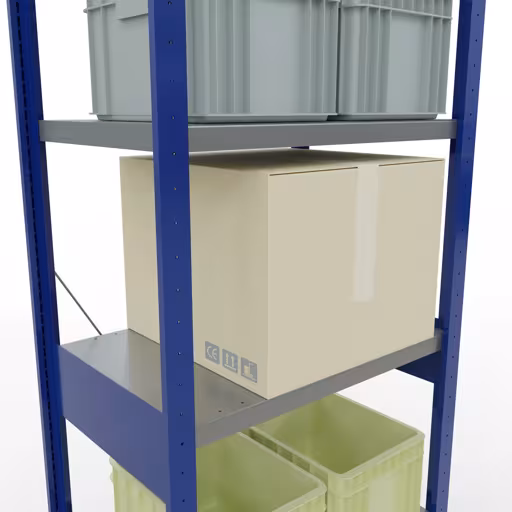 Figuur nr. 14 van het artikel basisrek, legbord, insteeksysteem MULTIplus250, 2500 x 750 x 500 mm, 6 legborden, kruisschoor, RAL 5010 gentiaanblauw/verzinkt/verzinkt uit de insteeksysteem productgroep van Schulte Lagertechnik.