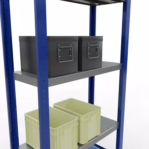 Figuur nr. 15 van het artikel basisrek, legbord, insteeksysteem MULTIplus250, 2000 x 750 x 300 mm, 5 legborden, lengtestangen, RAL 5010 gentiaanblauw/verzinkt/verzinkt uit de insteeksysteem productgroep van Schulte Lagertechnik.