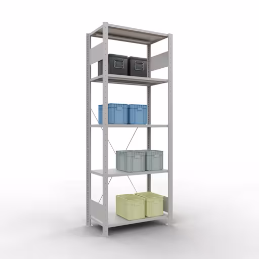 Andere weergave van het artikel Basisplank, legbord, insteeksysteem MULTIplus150, 2000 x 750 x 400 mm (HxBxD), 5 legborden, kruisschoor, RAL 7035 lichtgrijs Andere weergave van het artikel basisplank, legbord, insteeksysteem MULTIplus150, 2000 x 750 x 400 mm, 5 legborden, RAL 7035 lichtgrijs uit de categorie insteeksysteem