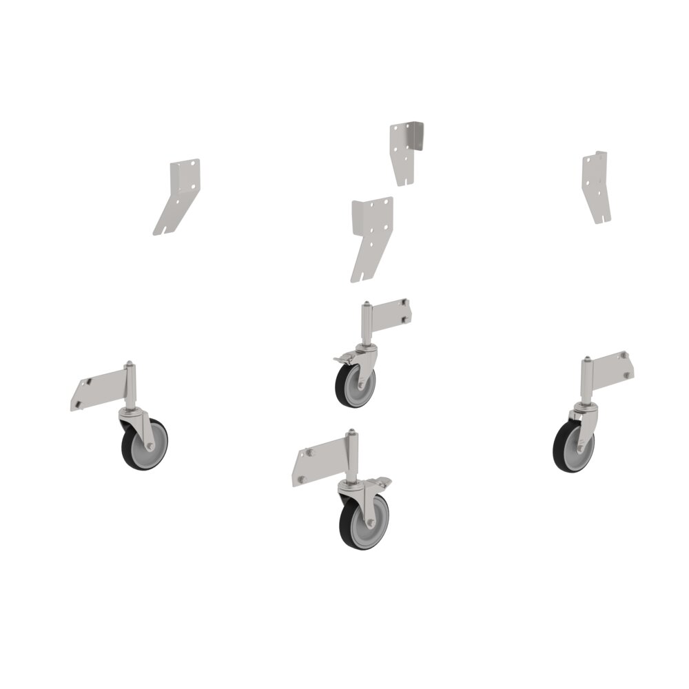 Munk roestvrijstalen zwenkwiel-retrofitset voor platformtrappen met één zijde