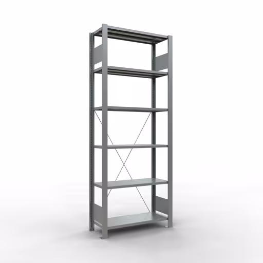 Figuur nr. 9 van het artikel basisplank, kantoorplank, insteeksysteem MULTIplus85, 2000 x 750 x 300 mm, 6 planken, kruisschoor, verzinkt, zonder aanslaglijst uit de productgroep kantoorplanken van Schulte Lagertechnik.