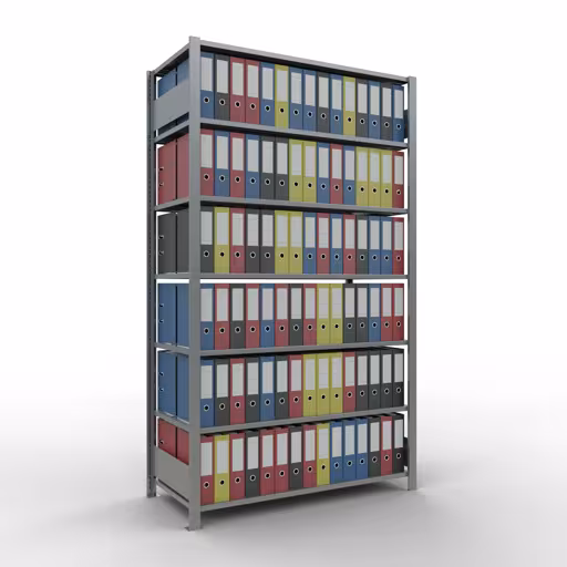 Productafbeelding nr. 12 van het artikel basisplank, kantoorplank, insteeksysteem MULTIplus150, 2300 x 1300 x 600 mm, 7 planken, lengtestangen, verzinkt, met middenaanslag Afbeelding nr. 12 van het artikel, kantoorrekken, insteeksysteem MULTIplus150, 2300 x 1300 x 600 mm, 7 legborden, verzinkt, met middenaanslag uit de productgroep kantoorrekken van Schulte Lagertechnik