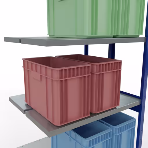 Productafbeelding nr. 13 van het artikel aanbouwplank, dubbele plank, legplank-insteeksysteem MULTIplus250, 3000 x 1000 x (2x400) mm, 2x7 legborden, RAL 5010 gentiaanblauw uit het assortiment legplanken van het merk Schulte Lagertechnik