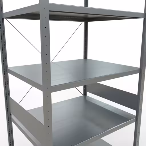 Basisplank, legplank, insteeksysteem MULTIplus330, 3000 x 1000 x 800 mm (HxBxD), 7 legborden, kruisschoor, verzinkt van Schulte Lagertechnik met het artikelnr. 13982