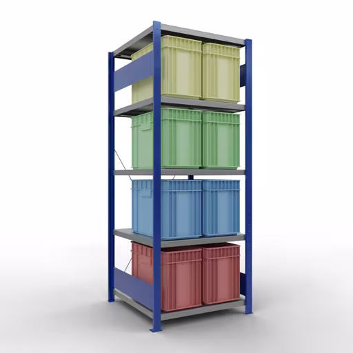 Andere weergave van het artikel basisplank, legbord, insteeksysteem MULTIplus250, 2000 x 750 x 800 mm, 5 legborden, RAL 5010 gentiaanblauw/verzinkt/verzinkt uit de categorie insteeksysteem