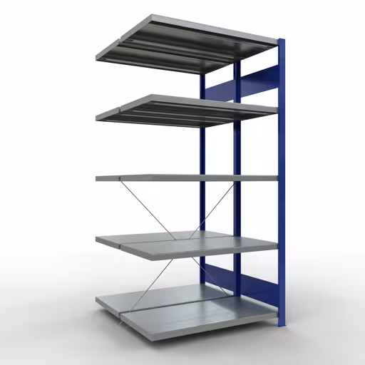 Figuur nr. 8 van het artikel aanbouwrekken, dubbele rekken, rekkensysteem MULTIplus250, 2000 x 1000 x (2x500) mm, 2x5 planken, RAL 5010 gentiaanblauw uit de productgroep stellingrekken van het merk Schulte Lagertechnik.