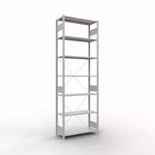 Basisplank, legbord, insteeksysteem MULTIplus150, 3000 x 1000 x 400 mm, 7 planken, kruisschoor, RAL 7035 lichtgrijs van Schulte Lagertechnik uit het assortiment insteeksysteem