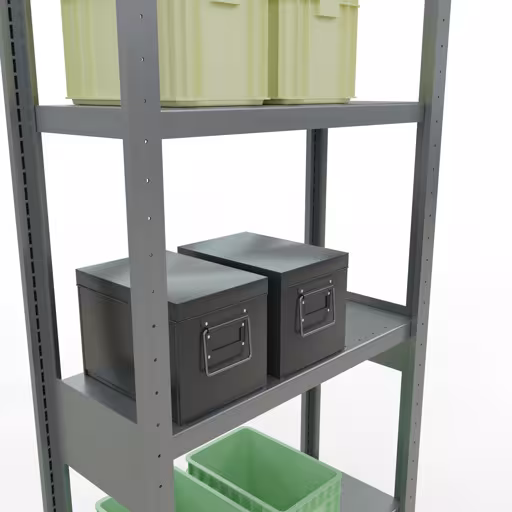 Figuur nr. 13 van het artikel basisrek, legbord, insteeksysteem MULTIplus250, 2500 x 750 x 300 mm, 6 legborden, lengtestangen, verzinkt uit de insteeksysteem productgroep van Schulte Lagertechnik.