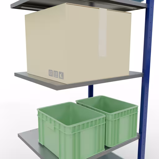 Aanbouwrekken, rekken, insteeksysteem MULTIplus150, 2000 x 750 x 600 mm, 5 legborden, lengtestangen, RAL 5010 gentiaanblauw/verzinkt/verzinkt van Schulte Lagertechnik met artikelnr. 12765-75-LR-B