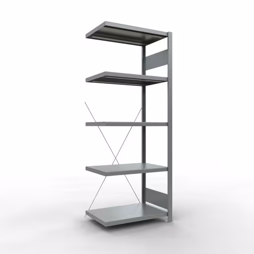 Aanbouwrekken, rekken, insteeksysteem MULTIplus250, 2000 x 750 x 500 mm, 5 legborden, kruisschoor, verzinkt van Schulte Lagertechnik uit het assortiment insteeksysteem