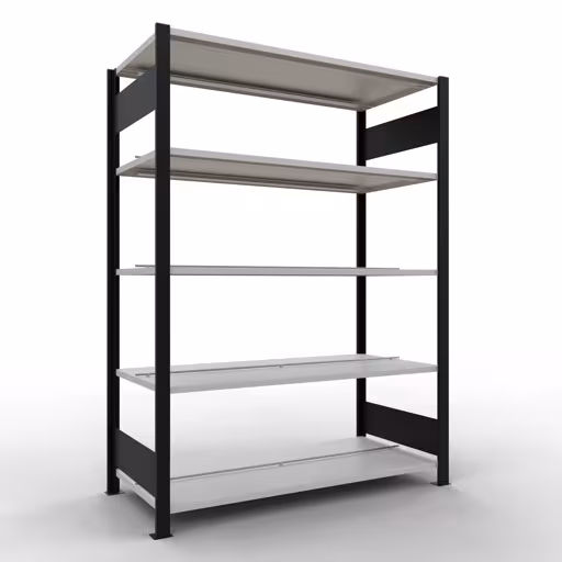 Figuur nr. 13 van het artikel, kantoorrek, insteeksysteem MULTIplus150, 1800 x 1300 x 600 mm, 5 planken, met middenaanslag, zwart/lichtgrijs uit de productgroep kantoorrekken van Schulte Lagertechnik.